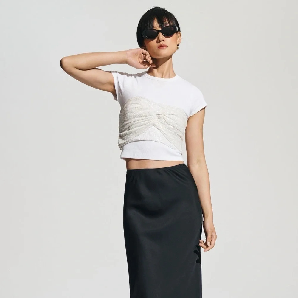 NWT Anthropologie Ranna Gill Sequin Bustier Crop Top XL